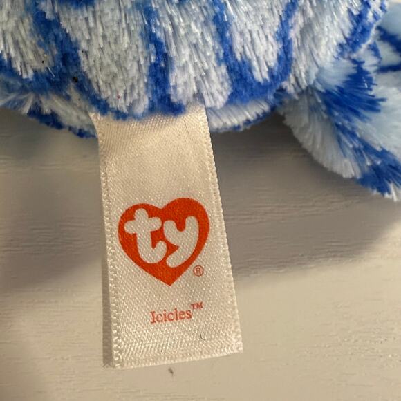 TY Beanie Boo Icicles Owl Christmas Plush Blue White EUC - Picture 5 of 5